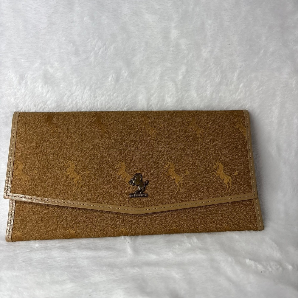 ADA ELENA A-Firenze Long Wallet Tan Prancing Horse Pattern Magnet Flap 7.5"